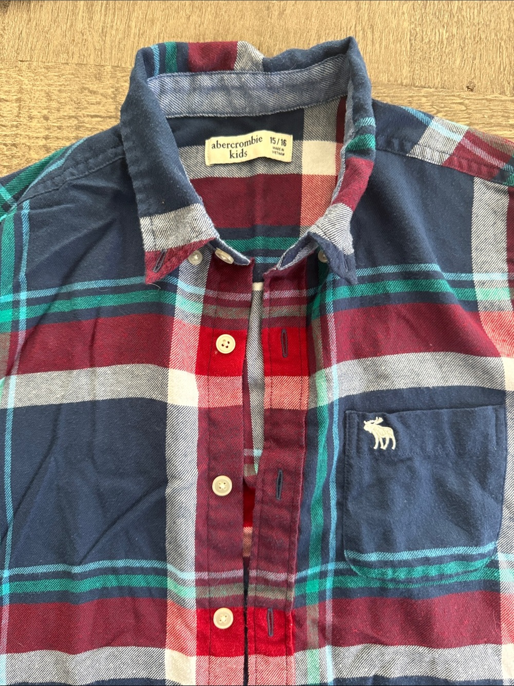 abercrombie kids Navy, Red & Green Plaid Button-Down Shirt